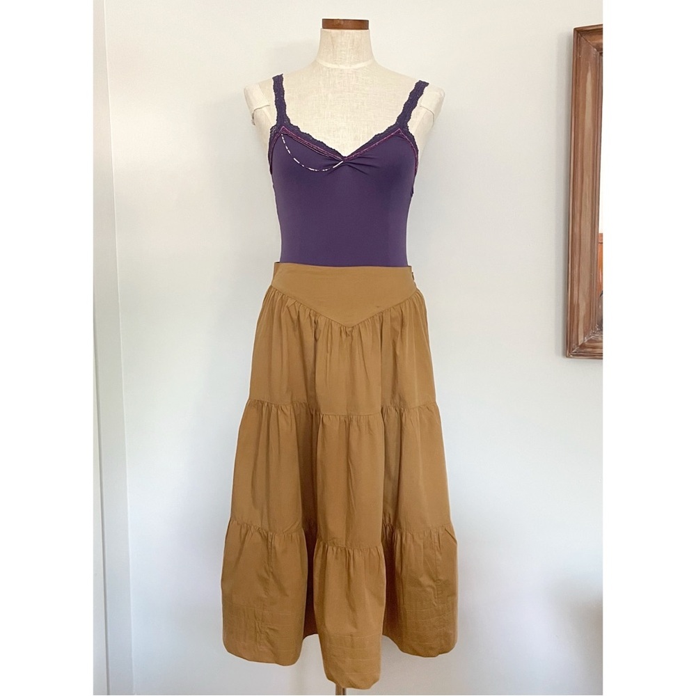 Doen A-Line Skirt in Mustard Brown - Picture 2 of 8